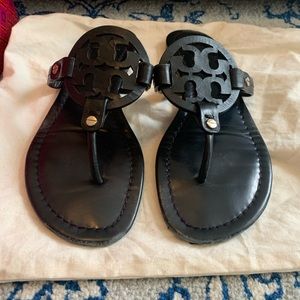Tory Burch Miller Sandal, Black Leather